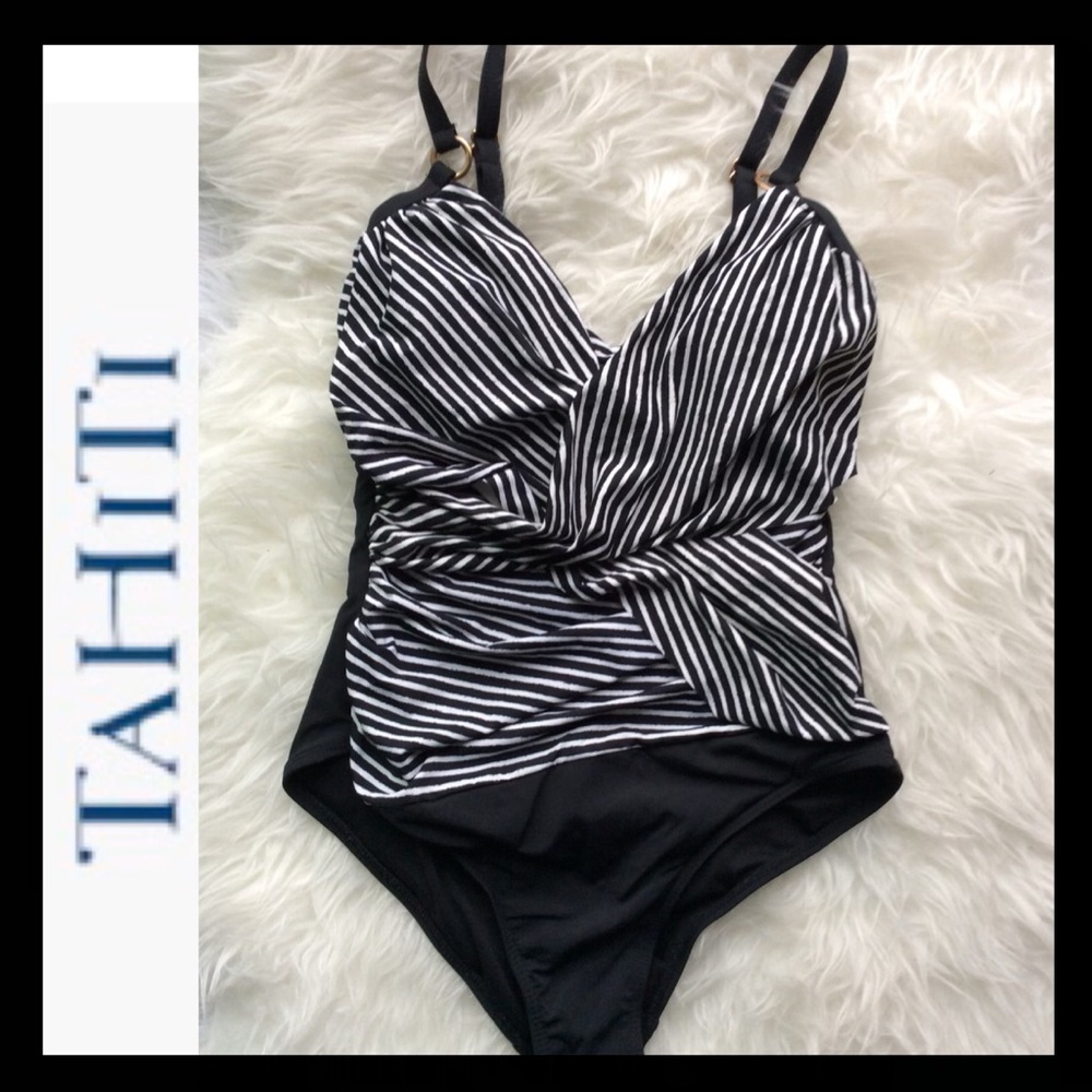 TAHITI Striped Wrap Swimsuit🩱